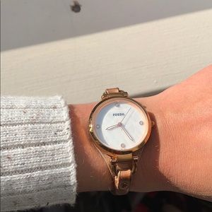 Rose gold and genuine leather watch